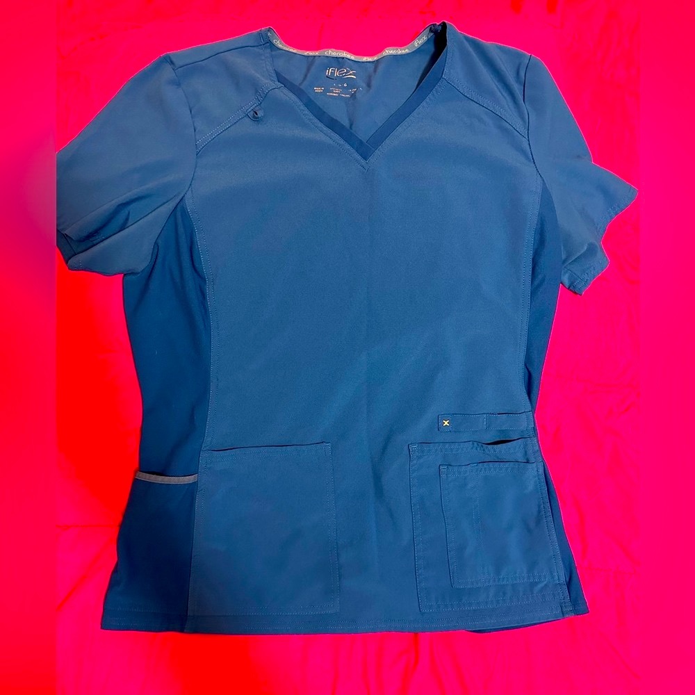 Cherokee iFlex Scrub Set Royal Blue Scrub Set Large Top / Medium Bottom